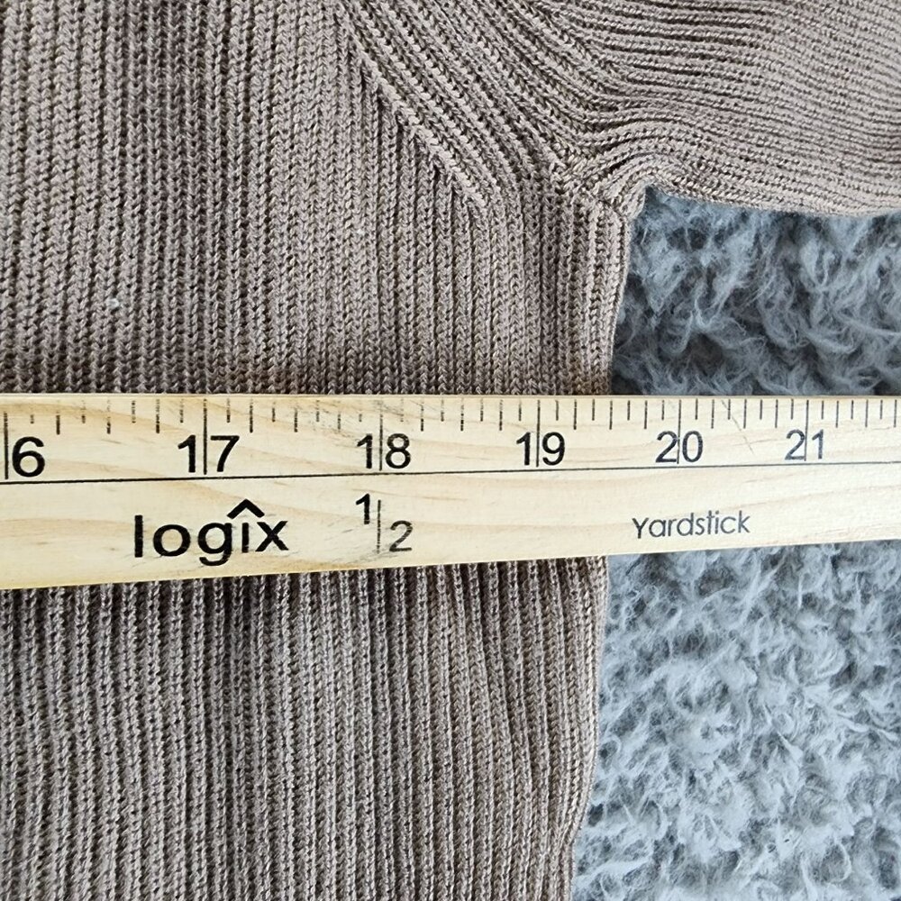 Luchiano Visconti Sweater Mens M Taupe Brown Ribbed Knit 1/4 Zip Pullover *NWT* - Picture 8 of 11